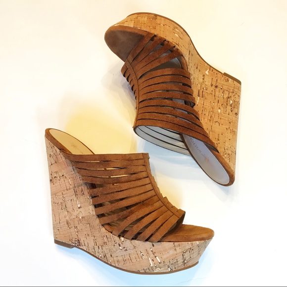 Boston Proper Shoes - BOSTON PROPER Wedge High Heel Sandal Leather Shoe